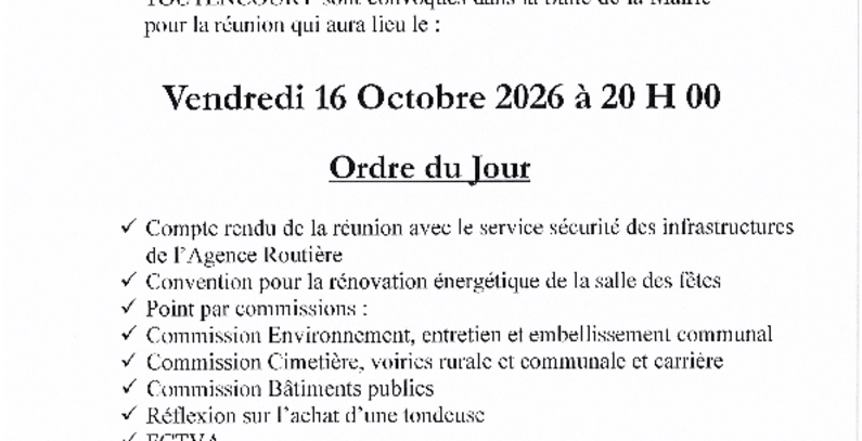 REUNION DU CONSEIL MUNICIPAL